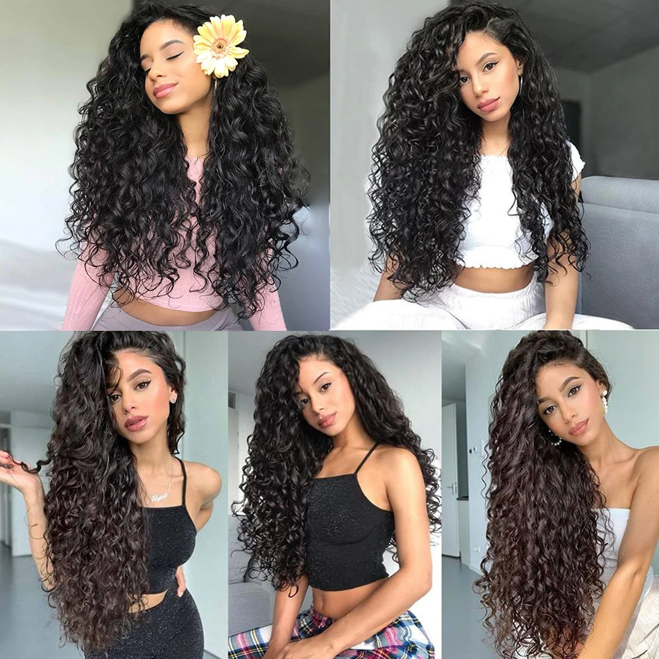 Synthetic Deep Wave Clip In Hair Extensions 7pcs for Full Head Loose Weave Weft Ombre Black Blond 24inch Curly Organic For Woman