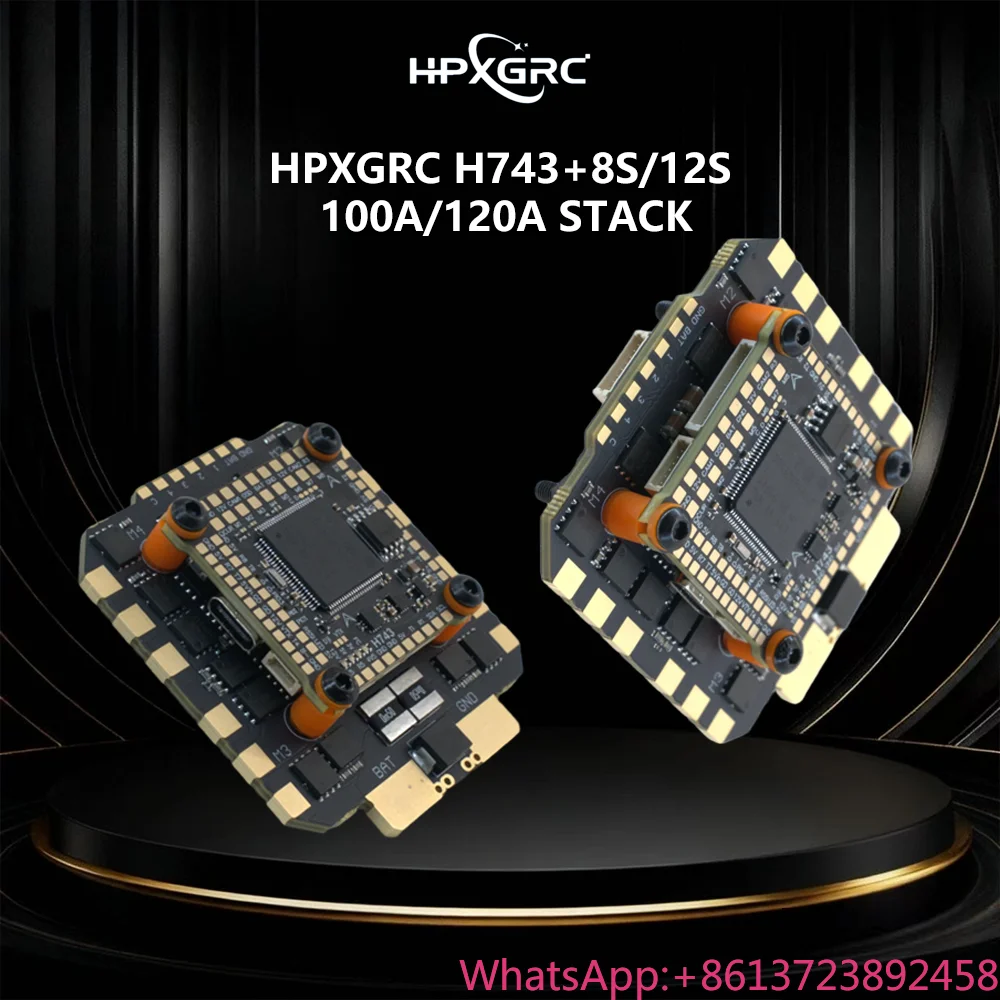 

HPXGRC H743 Stack H743 Flight Controller Dual ICM42688P with 100A/120A ESC 3-12S LIPO 30.5x30.5mm for FPV Racing Drone RC Parts
