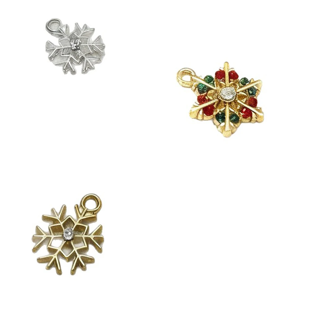50pcs Snowflake Alloy Charms Pendants Winter Snow Flower Connector Charm For DIY Jewelry Making Earring Necklace Accessories
