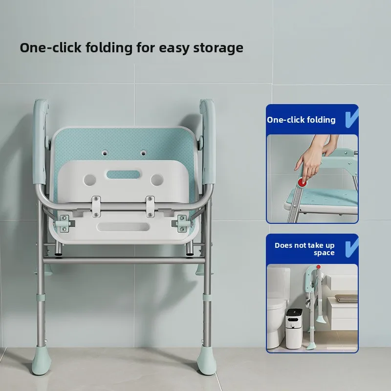 Foldable Shower Chairs with Armrests ,Heavy Duty Elderly Hygienic Bath Chair Disabled Bathroom Chairs, Supports Up To 400 Lbs