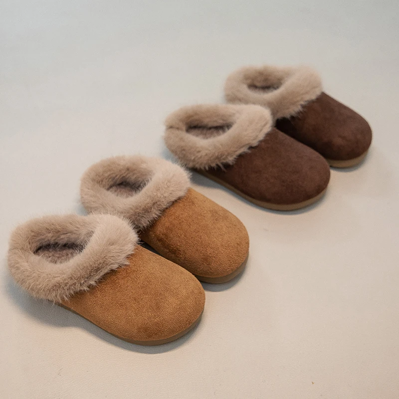 Chaussures en coton pour enfants, légères, en peluche, confortables, polyvalentes, à semelles épaisses et souples, à la mode, nouvelle collection hiver 2025