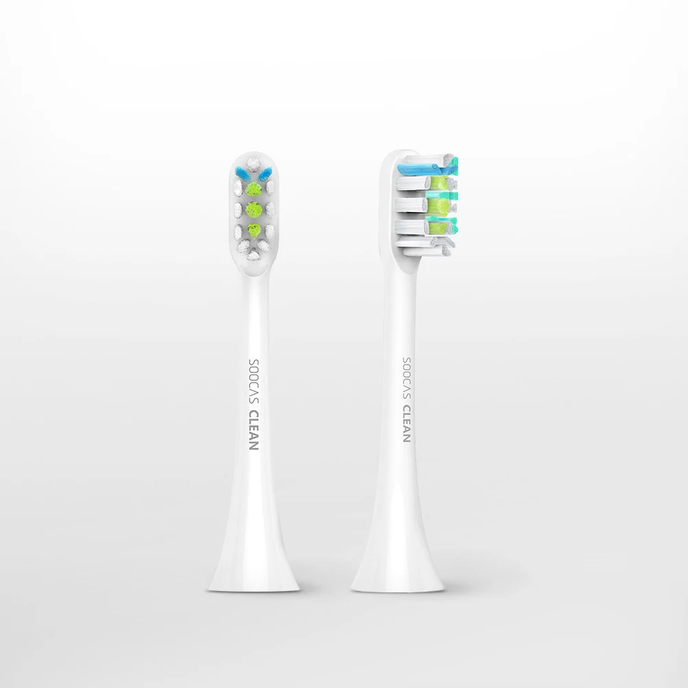 SOOCAS-오리지널 교체 전동 칫솔 헤드, 범용 클리닝 타입 브러시 헤드, 3 색, 2 개
