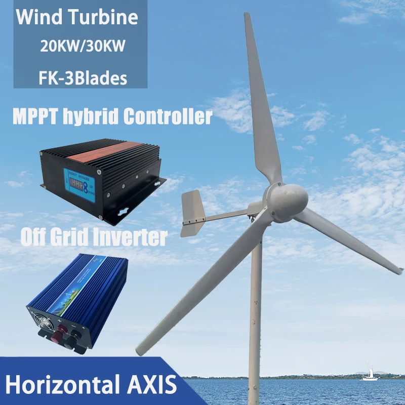 

20000W 30000W 48V24V Horizontal Wind Turbine Generator Alternative Free Energy Windmill Off Grid Inverter For Homeuse