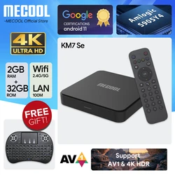 MECOOL Android 11 TV Box KM7 SE Google Certified With 2G+32G  S905Y4 BT5.1 WiFi 2.4G&5G AV1 HDR Google Voice Media Player Box