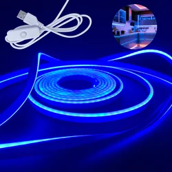 Led Blue Flexible Neon Light Strip (100-500cm/39.3-196.8inch) 5v Low Voltage Usb Power Supply, 501 Button Adjustment Control Lighting, Suitable for Outdoor Decoration, Interior Decoration, Etc