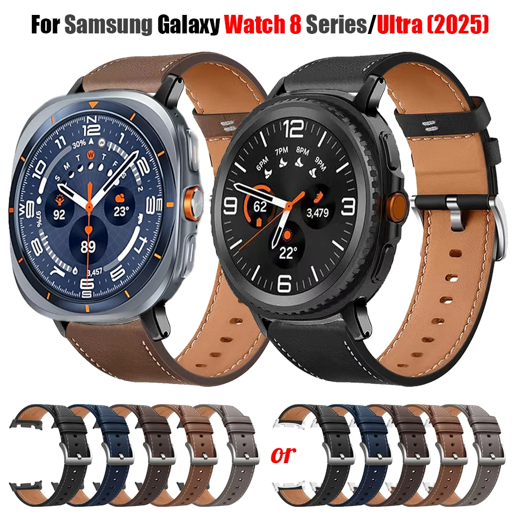 Leder-Uhrenarmband für Samsung Watch Ultra 2022, Ersatzarmband Galaxy Watch 8 44 mm, 40 mm/8 Classic 46 mm, Herren- und Damenarmband Correa