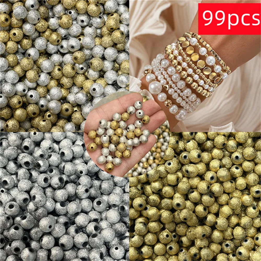99pcs 8mm Gold and Silver Mixed Beads Multi purpose and Versatile DIY Gift