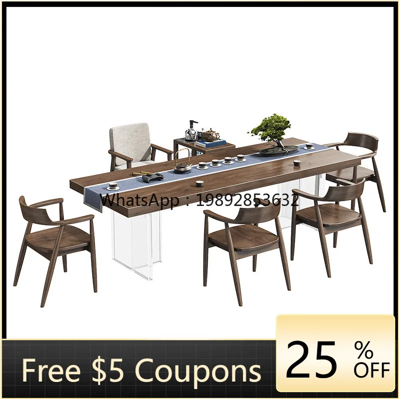 

YFY New Chinese Style Acrylic Large Board Tea Table and Chair Set Tea Table Solid Wood Tea Table Kung Fu