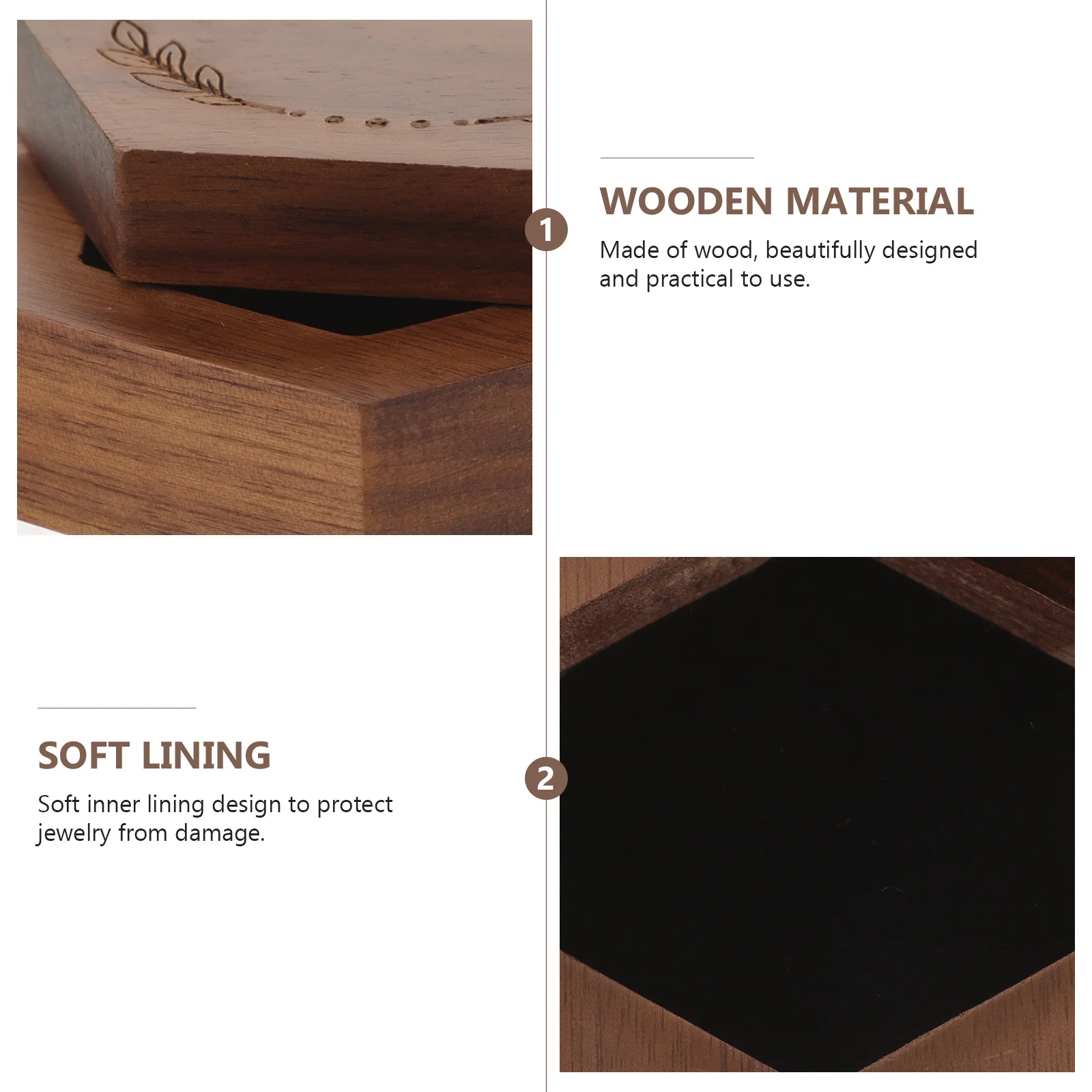 

Wooden Hexagonal Jewelry Display Holder For Wedding Ceremony Engagement Ring Storage Case Portable Bridal Gift Box Wood