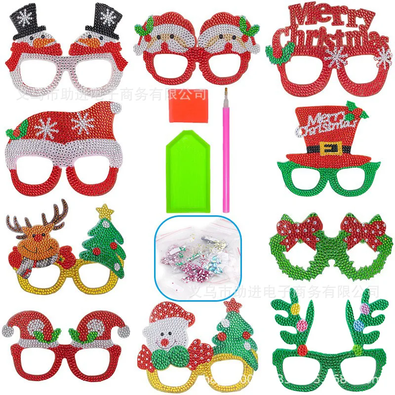 Diamond Painting Eyeglasses Christmas Creative Spectacles Gifts Point Drilling Embroider Handmade Material Package Best Gifts