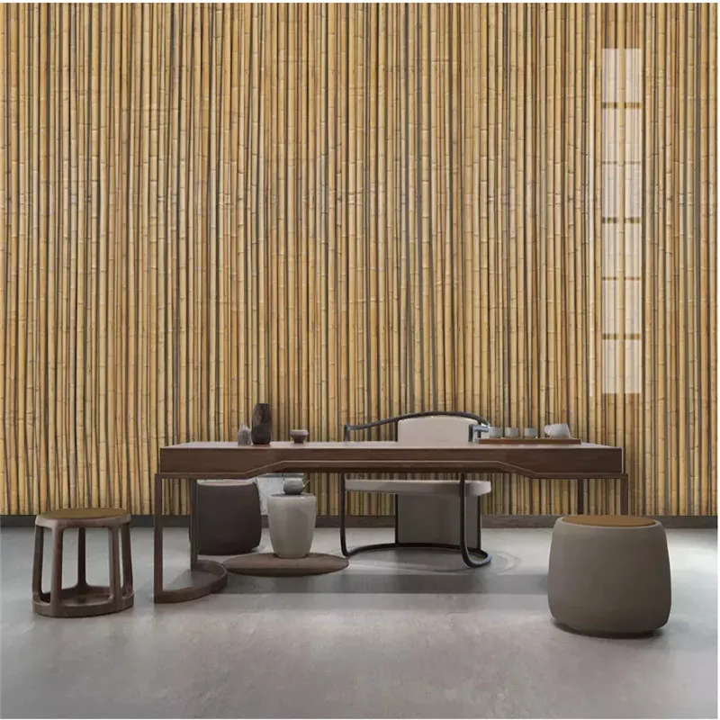 

Custom Chinese Wall Paper 3D Stereoscopic Gold Bamboo Braided Line Yellow Mural Wallpapers for Living Room Papel De Parede 3D