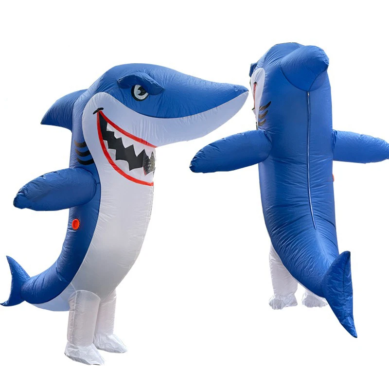 

Big Mouth Shark Cartoon Doll Costume Aquarium Performance Clothing Props Festival Party Blue Animal Cosplay Inflatable Suit