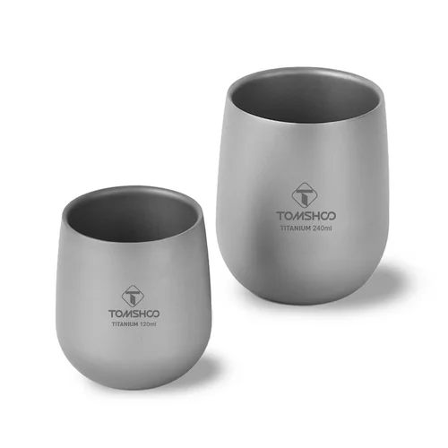 Tomshoo Taza de titanio Taza de bebida de doble pared aislada Taza de agua de titanio para acampar al aire libre para acampar Senderismo Equipo de camping fresco