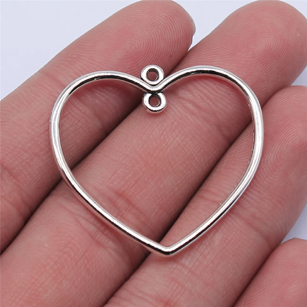 WYSIWYG 10pcs 32x35mm 3 Colors Hollow Heart Connector Charms Pendant For Jewelry Making DIY Jewelry Findings