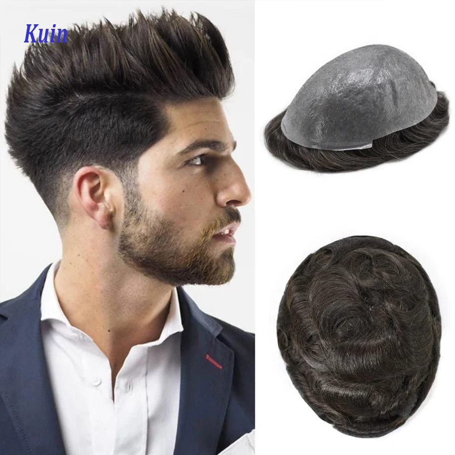 

Thin Skin 0.06-0.08mm Men's Hairpiece Toupee For Men V-loop Male Hair Capillary Prosthesis 100% Human Hair Replacement System