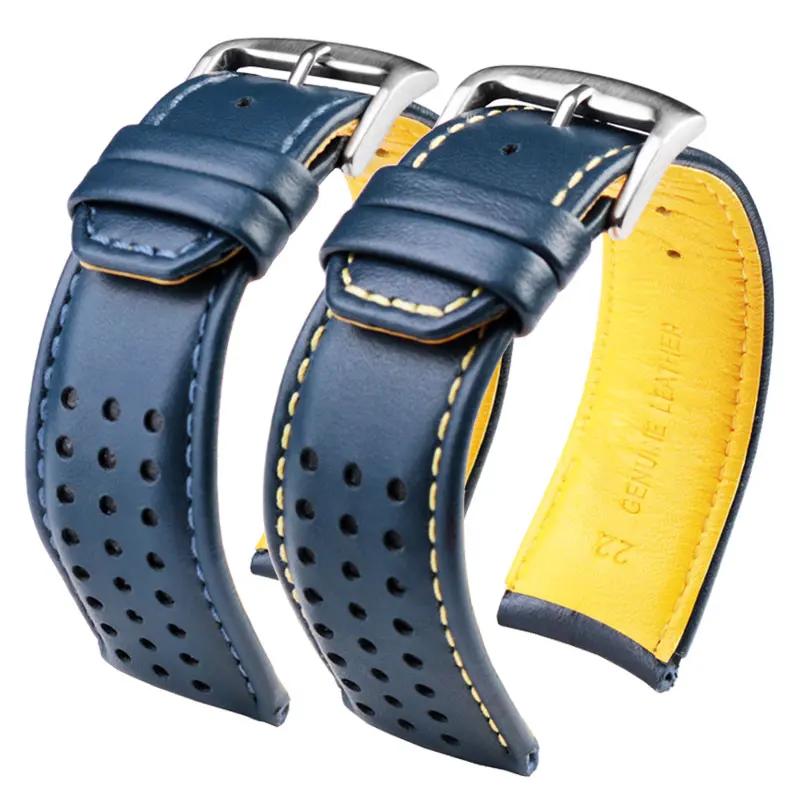 Curved end Genuine Leather Watchband 22 23 For CITIZEN Blue Angel Men Radio Wave AT8020-54L/8020-03L/JY8078 Watch Strap Bracelet