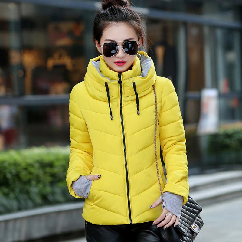 

Winter Jacket Clothes Womens Parkas Thicken Outerwear Solid Coats Short Female Slim Cotton Padded Basic Tops Parkas JJ560