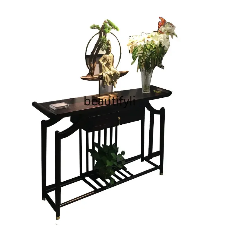 

xxxNew Chinese Style Entrance Cabinet Console Tables Solid Wood a Long Narrow Table Foyer Side View Zen Altar Furniture