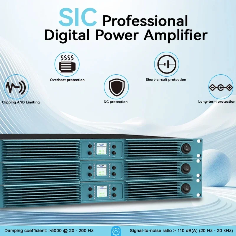 Paulkitson K430 4‑Channel Professional Power Amplifier Class‑D 2Ω 4×7800W High Power Amp for Stage Concert Live Speaker System