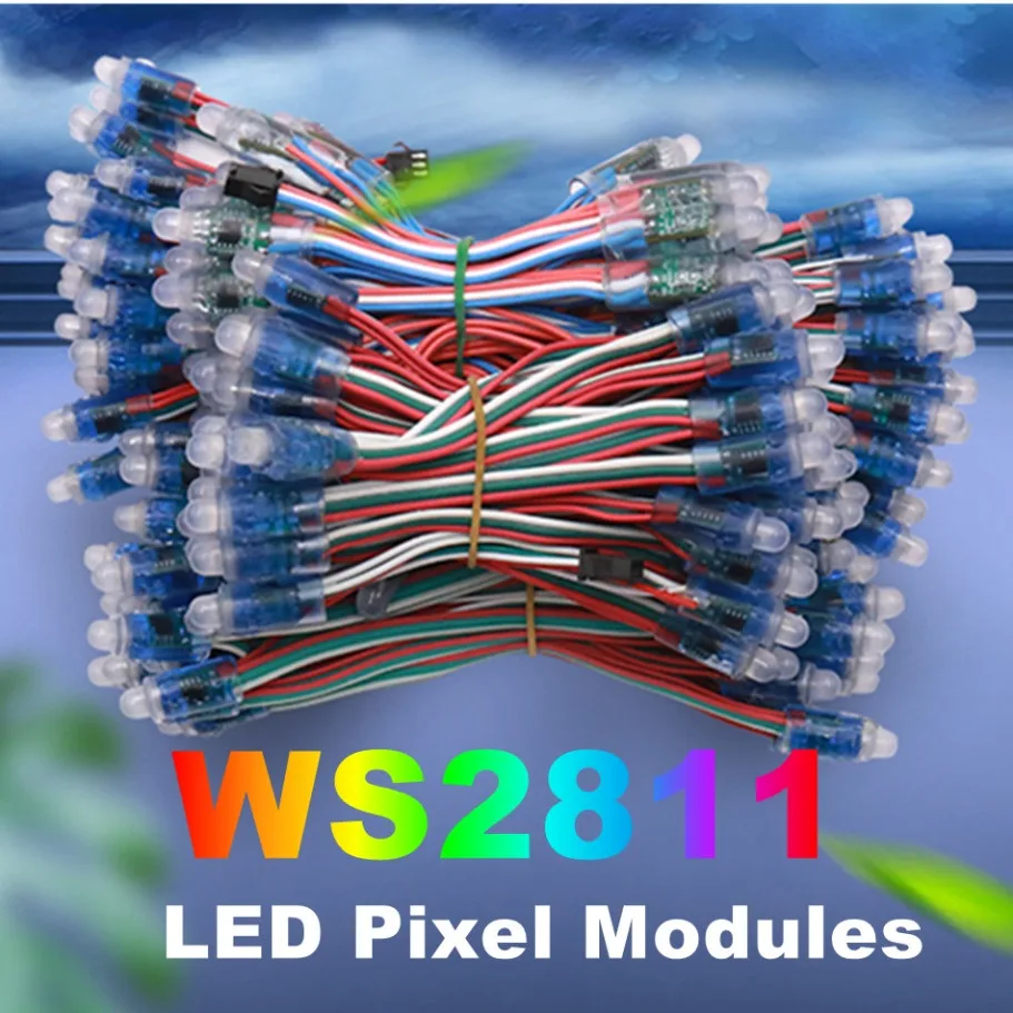 

DC5V/12V 12 мм WS2811 Полноцветные светодиодные пиксели гирлянды IP68 Водонепроницаемые RGB цифровые адресные светодиодные модули 50/100/1000 шт.