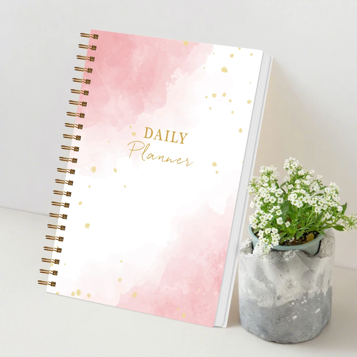 دفتر ملاحظات مخطط يومي وردي مقاس A5، منظم قائمة المهام، دفتر جدول مع ملاحظات، جهاز تعقب الوجبات، قرطاسية هدايا مكتب الطالب المثالية