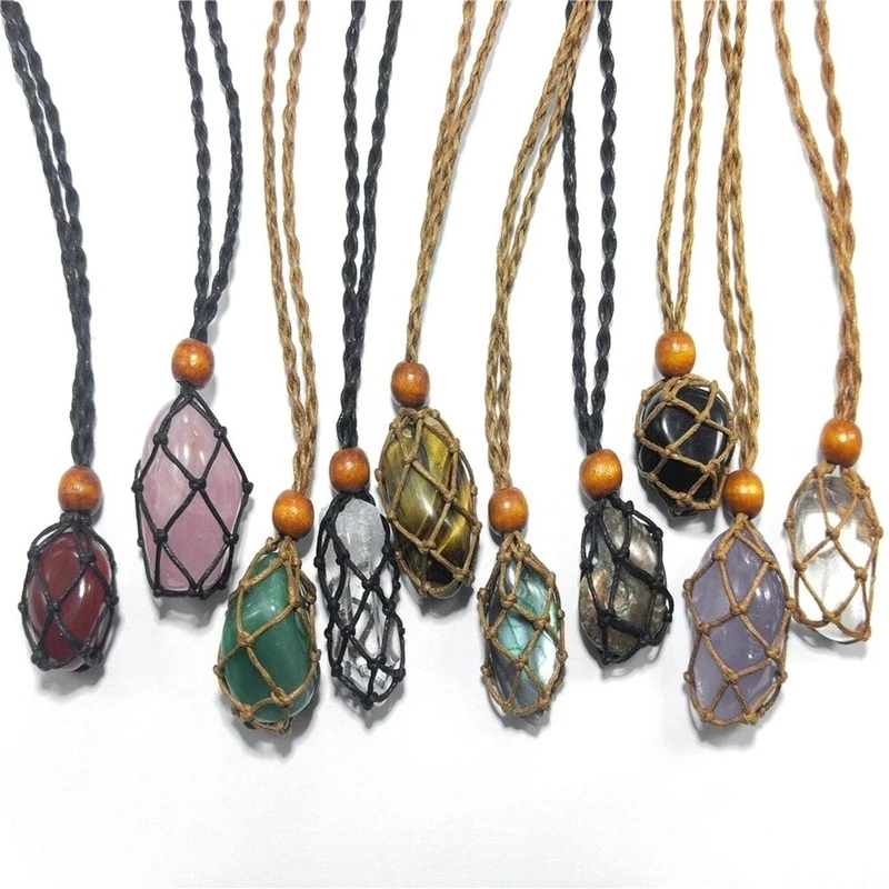 7 Chakra Set Natural Stones Reiki Healing Crystals Necklace Cord Empty Meditation Quartz Stone Spiritual Yoga Energy Stone Decor