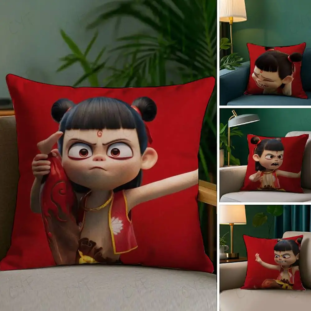 

Animated Movie Nezha Pillow Case Custom Printed Brushed Fleece Pillow, Baby Skin-Touch, Eco-Friendly Dye-Sublimation Cushion for