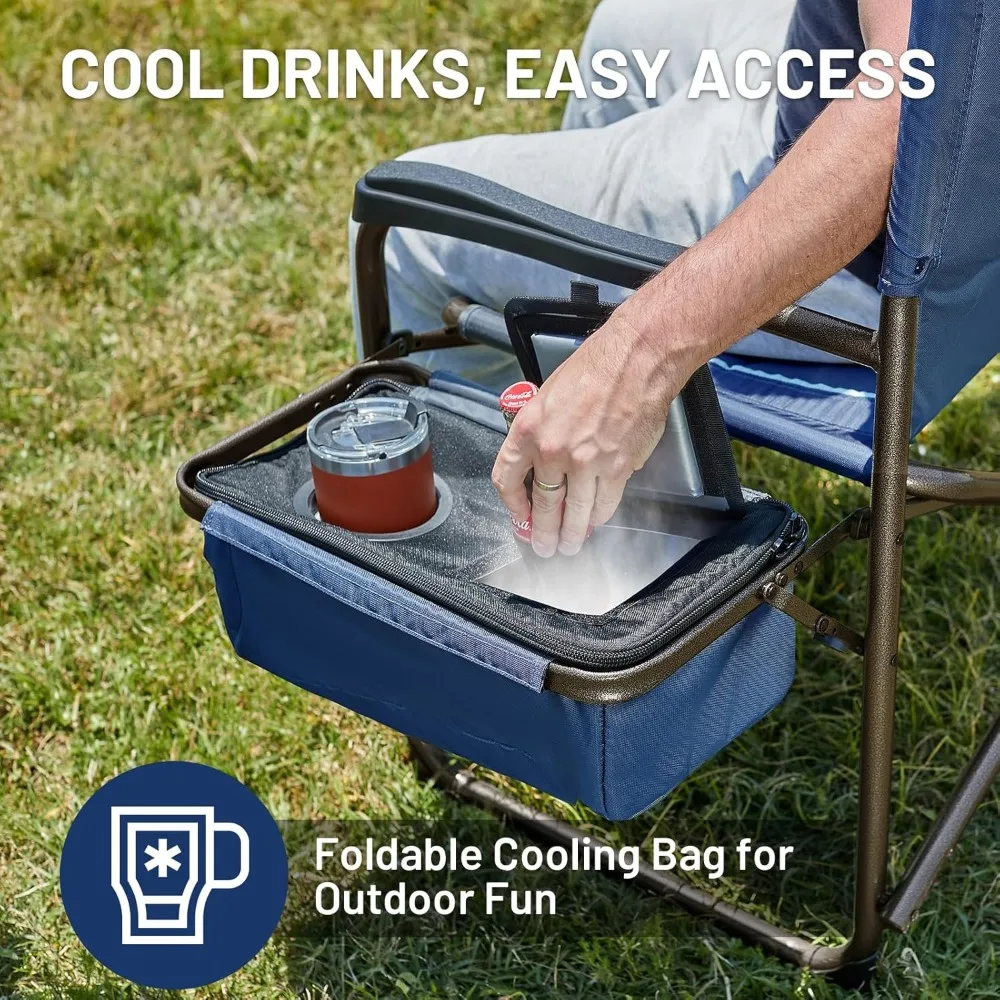 Cadeira de diretores extra grande Timber Ridge XXL - Cadeira de acampamento resistente com capacidade de 600 libras com refrigerador e mesa, dobrável portátil