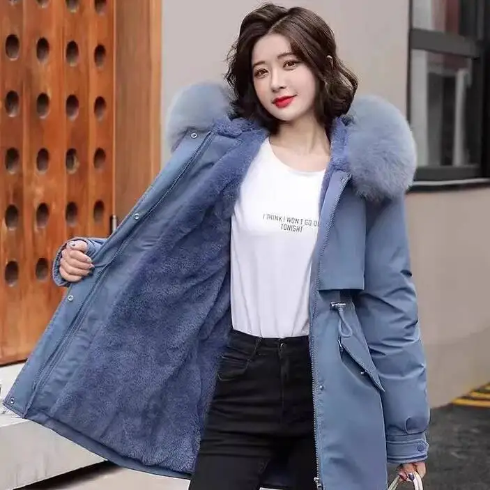 Abrigo Jaet cálido de invierno con capucha para mujer, ropa de abrigo de algodón de punto de corte holgado, longitud media, Sve Long