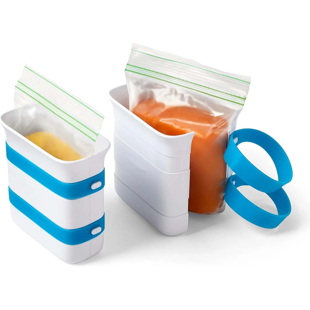 LMETJMA Freezer Food Block Maker Recipiente de saco de preparação de refeição de silicone para congelar sobras e sopa Verticalmente recipiente de freezer