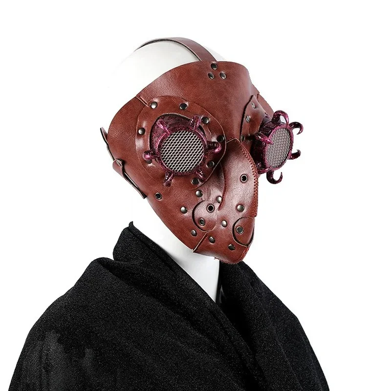 Hot Red Retro Steampunk Maske Halloween Maske Cosplay Punk Cocktail Party Spiel Party 3D Maske PU Steampunk Masken Cosplay Prop