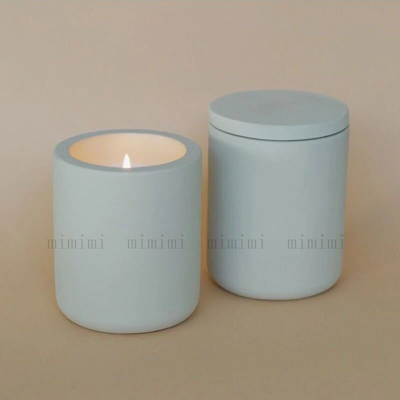 

Silicone Mold Classic Cylindrical Candle Jar With Lid Design Scented Candle Container DIY Tools Gypsum cement mold