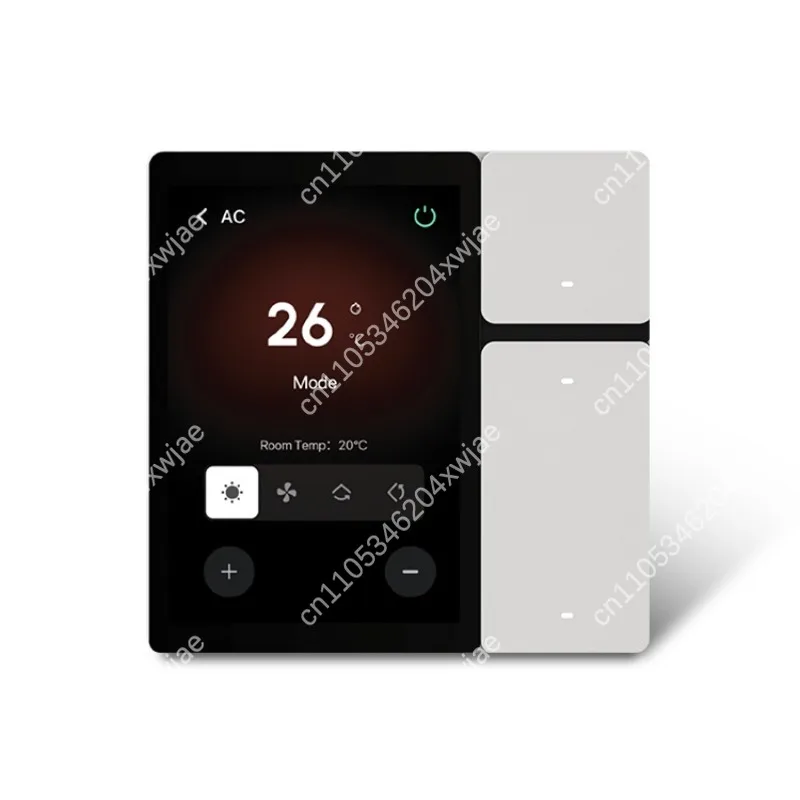 Works with Tuya 3 Gang Glass Touch Panel Smart Switch 3.5 Inch Screen IR Remote Control for AC TV