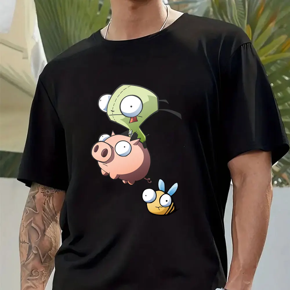 Vintage Cartoon Invader Zim Gir Genius Duh Junior Graphic T-Shirt Woman Men T Shirt Women Tops Tee Casual Short Sleeve Tshirts