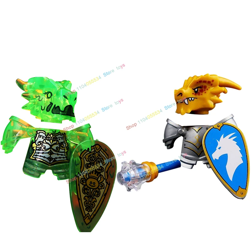 

QQ04-11 Строительные блоки Куклы фигурки MOC Зеленый Дракон Рыцарь Оружие Аксессуары Игрушки для детей Подарки на день рождения