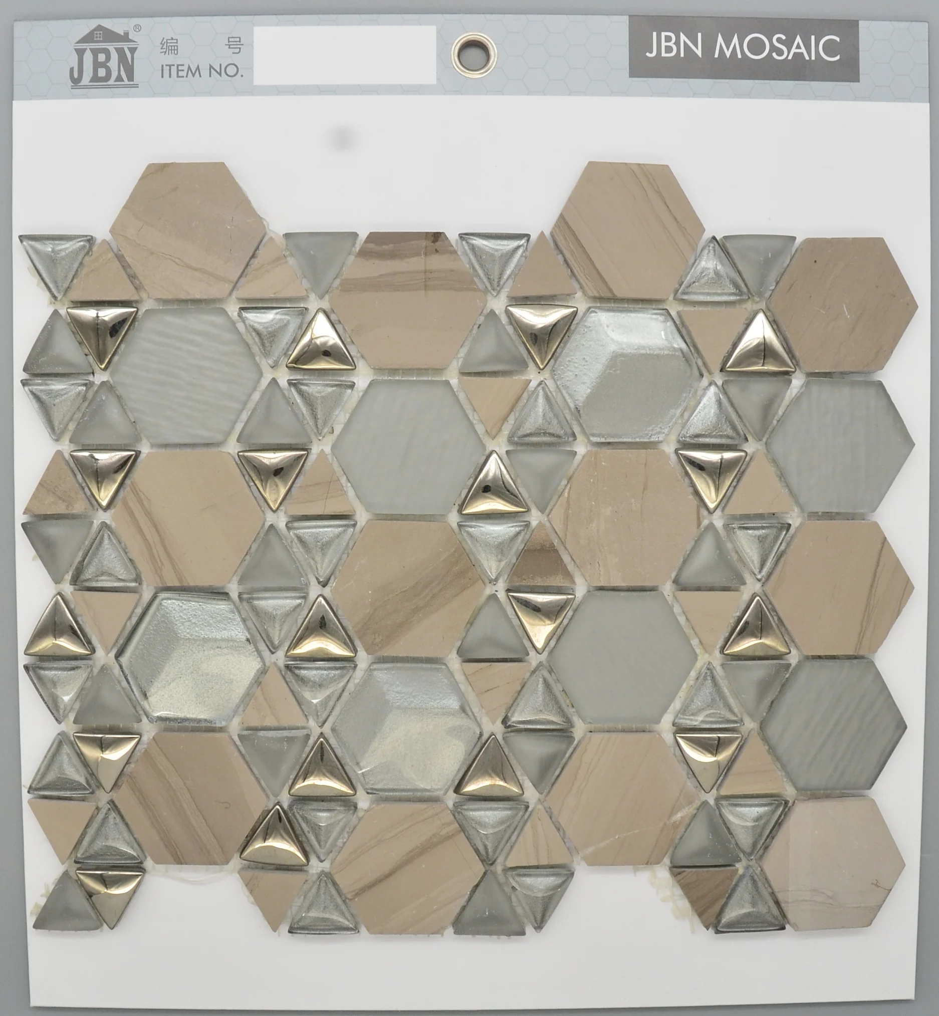 Foshan Modern Individual Packing Customize Mural Bathroom Wall Tile Sticker Stone Hexagon tile mosaic glass tile