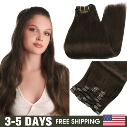 Full Shine Clip in Hair Extensions Human Hair Black Color 7Pcs 80-105g Human Hair Clip in Extentions Remy Hair 10-24inch