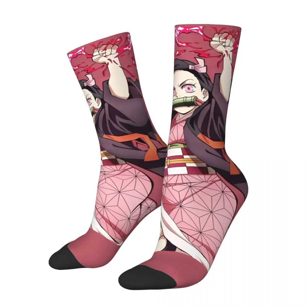 Autumn Winter Harajuku Unisex Nezuko Kamado Anime Demon Slayer Socks Sweat Absorbing Football Socks