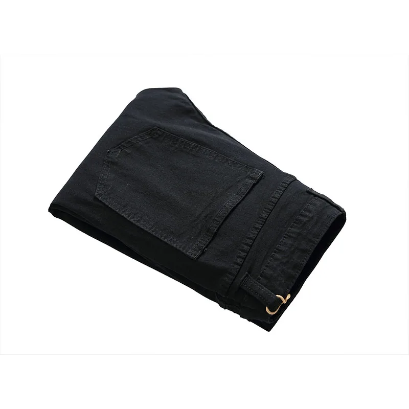 New Black Straight Hole Destruction Trousers Distressed Jeans Men Fashion Designer Stretch Casual Denim Pants Male Large Size