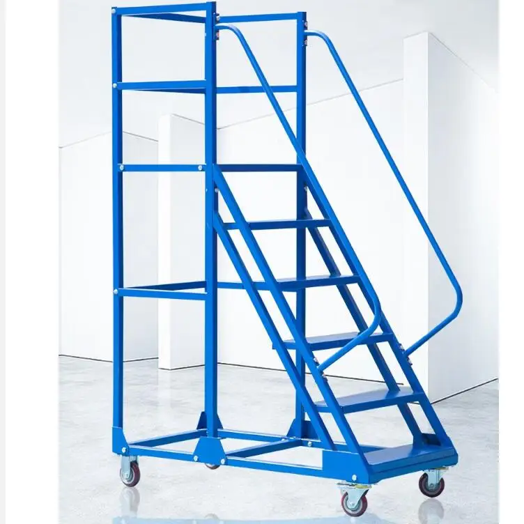 

Warehouse Climbing Cart Mobile Platform Ladder With Wheel Shelf Warehouse Supermarket Tally Pick up Stool Ladder