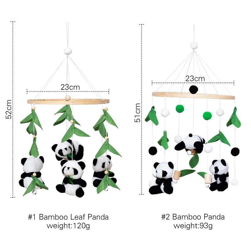 Houten 0-12 Maanden Baby Zacht Vilt Panda Bed Bell Mobiele Telefoons Wieg Bed Bell Opknoping Speelgoed Pasgeboren Educatief Speelgoed Voor Baby Cadeau