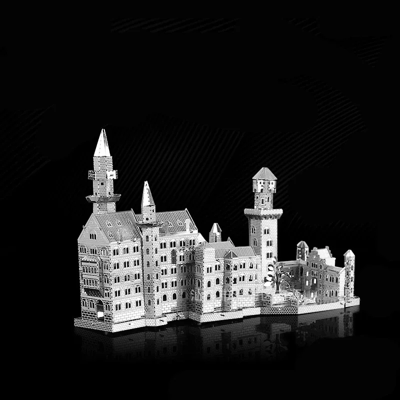 New Swan Stone Castle 3D Metal Puzzle model kits DIY Laser Cut Puzzles Jigsaw Toy For Children