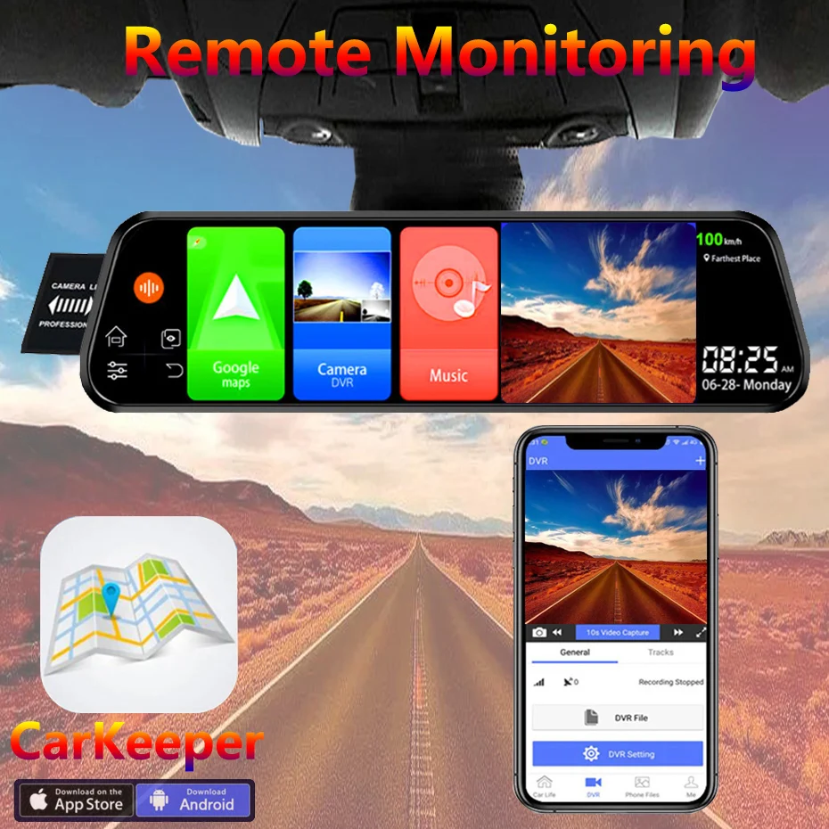 10 "سيارة مرآة الرؤية الخلفية داش كام 4G أندرويد 8.1 نظام تحديد المواقع والملاحة بلوتوث واي فاي كاميرا فيديو مسجل مراقبة عن بعد ADAS DVR