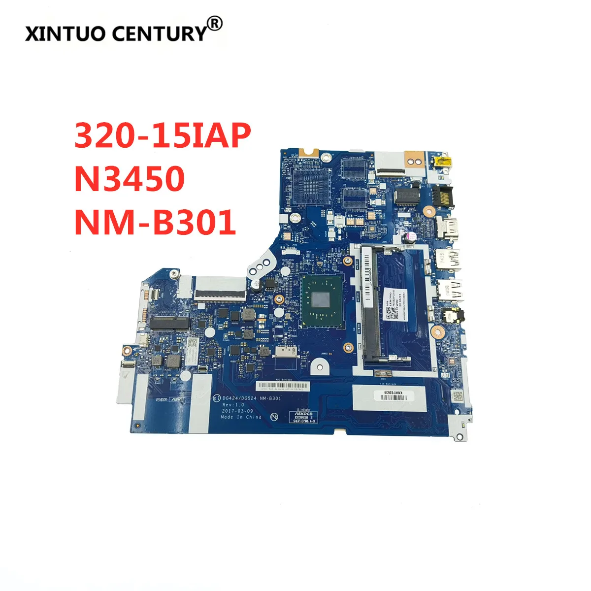 NM-B301   motherboard For Lenovo 320-15IAP     motherboard DG424 DG524  CPU N3450 DDR3100% test work free shipping 5B20P20644