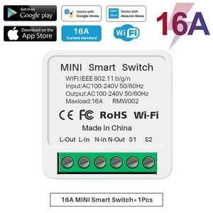 16A WiFi SMART SWITCH 2 Đường DIY DIY KIỂM TRA TIMER Hỗ trợ Alexa Mару ng Google Nhà Alice SmartThings Nhà thông minh Nhà thông minh 8 Đồng hồ nhạc trưởng bán hàng chính - 2