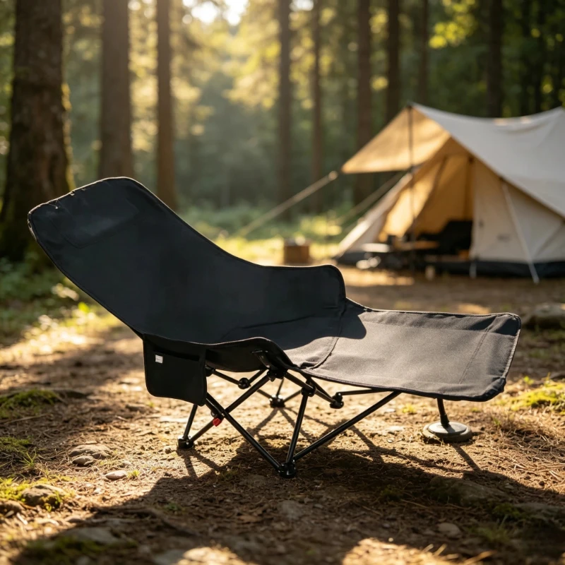4-Folding Moon Chair with Detachable Footrest, Portable Adjustable Sit & Recline Camping Recliner, Thickened Comfort Seat