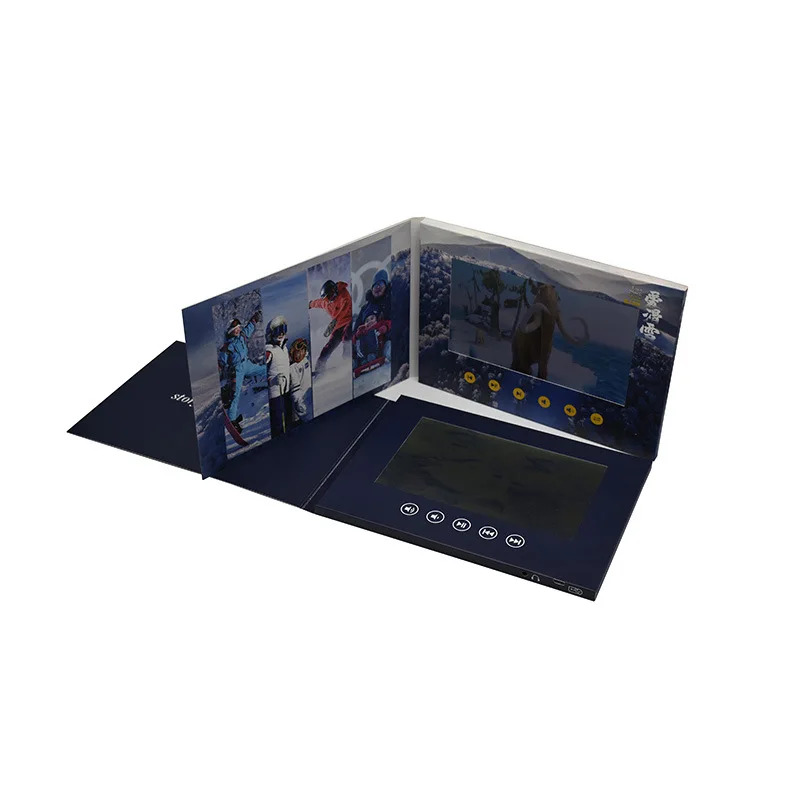 Customized. 7inch High-end Greeting Cards Flip Video Brochure Multimedia Digital Invitation LCD Greeting Card