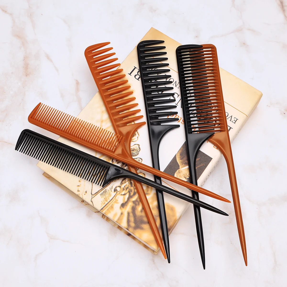 3Pcs Wide Tooth Rat Tail Comb Set, Large Medium Thin Teeth Hair Sectioning Teasing Comb,  For Salon Barber Haircut Perm Dye
