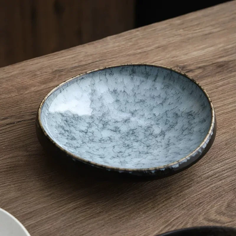 Japanese Ceramic Plates Irregular Salad Bowl Premium Tableware for Hotel Commercial Household Cold Dishes Household Goods