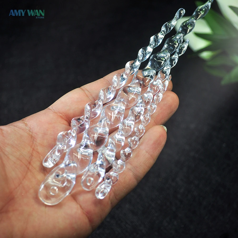 10/12pcs Christmas Clear Simulation Ice Xmas Tree Hanging Ornament Fake Icicle Winter Party New Year Home Decor Navidad Supplies